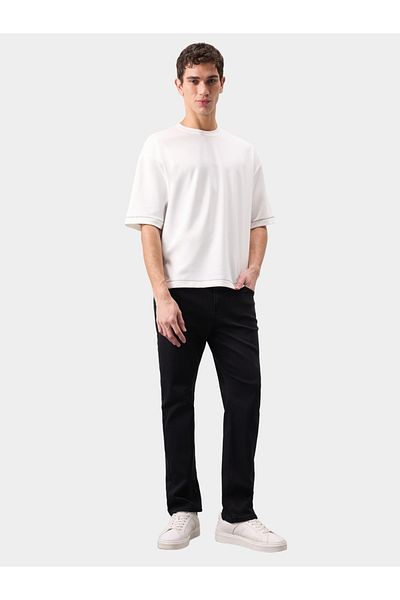 DeFacto Men's Black Dark Wash Straight Leg Jeans