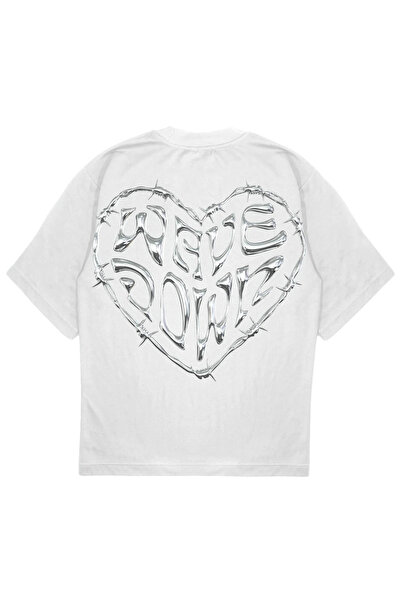 SVART WEAR Μπλουζάκι WAVE HEART oversized wave down heart λευκό