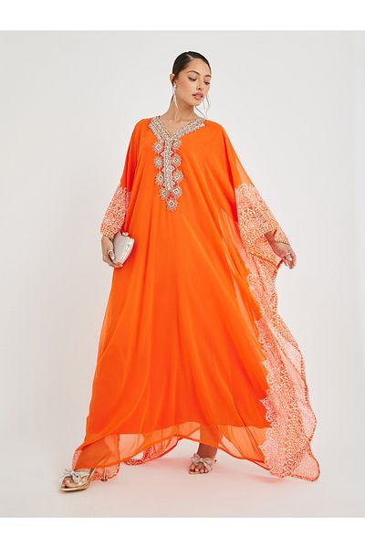 Maxim Creation By Styli Printed Georgette Kaftan with Handwork Detail
