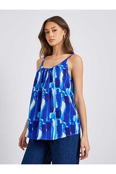 Take Two By Styli Printed Strappy Pleated Top