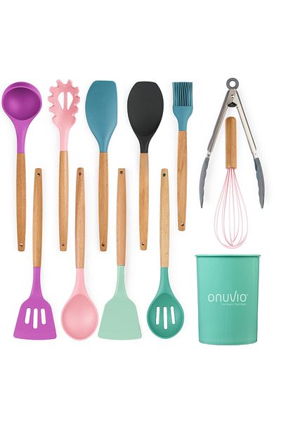 Onuvio Set de ustensile de bucătărie cu 12 piese, silicon alimentar, rezistent la căldură, antiaderent, Onuvio™ - Multicolor