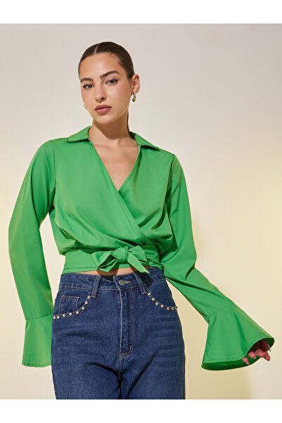 Styli بلوزة ملفوفة بأكمام طويلة وقصيرة