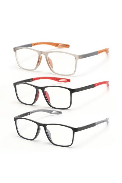 ZENION Comfortable Sports Reading Glasses, Blue Light Protection 2.5 | Silicone Handle & Pc Frame - Red