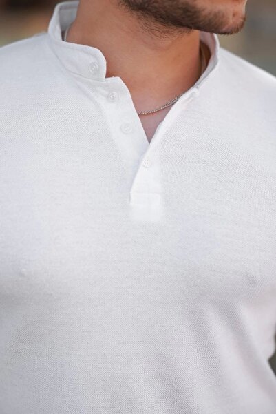 MODA Ανδρικό μπλουζάκι με κοντό μανίκι από υφαντό βαμβακερό γιακά