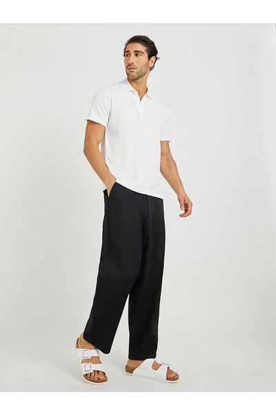Styli Plain Stretch Satin Wide Leg Chino Pants