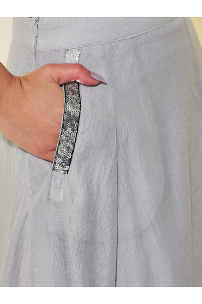 Styli Embellished Detail A-Line Maxi Skirt with Pockets