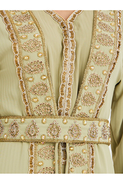 Maxim Creation By Styli Hand Embroidered V Neck Layered Jalabiya