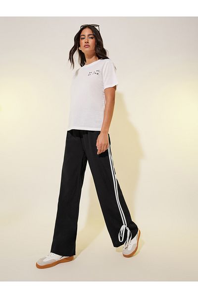 Styli Butterfly Knot Detail Wide Leg Pants