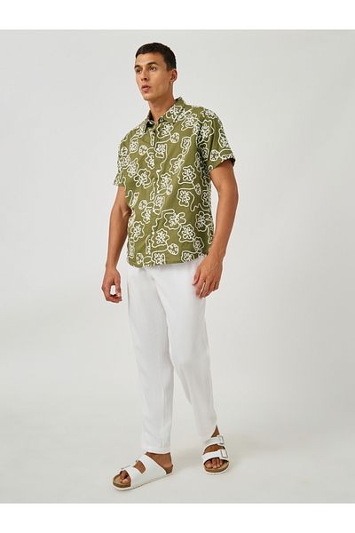 Styli Embroidered Regular Fit Spread Collar Shirt