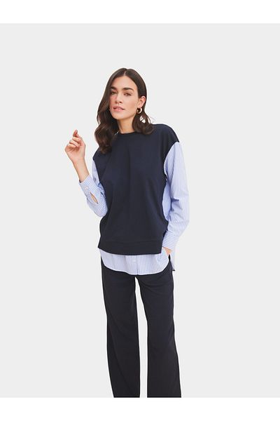 DeFacto Women Navy Blue Solid T-Shirt