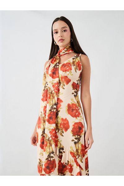 Styli Floral Print V-Neck Strappy Maxi Dress
