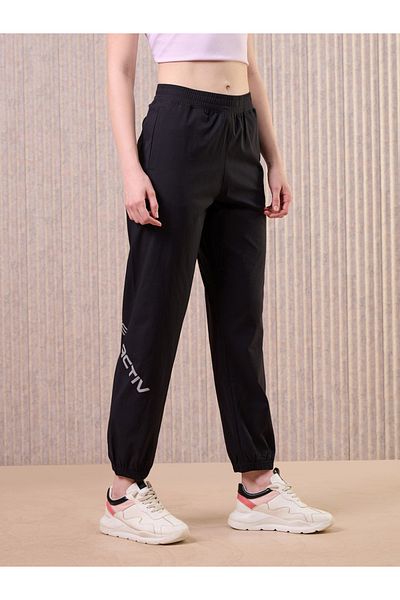 Technosport By Styli Women Black Solid 2-Way Stretch Joggers
