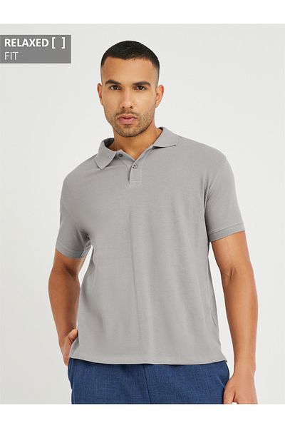 Styli Solid Relaxed Fit Polo T-Shirt