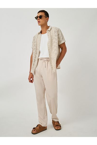 Styli Textured Crochet Regular Fit Spread Collar Shirt