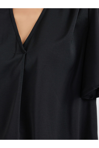 Take Two By Styli Solid Batwing Sleeve V-Neck Blouse