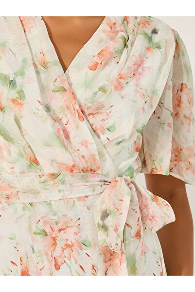 Styli Floral Print Half Sleeves Midi Dress