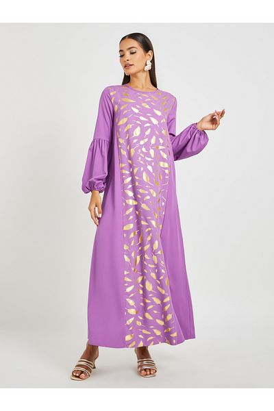 Styli Foil Printed Cuffed Sleeves Jalabiya
