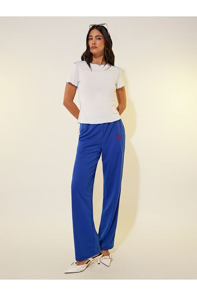 Styli Ruffled Trim Textured Round Neck T-Shirt