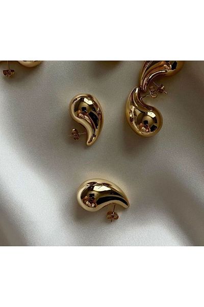HISCOSMETIC Women's Gold-Gold Color Tear Drop Viral Earrings