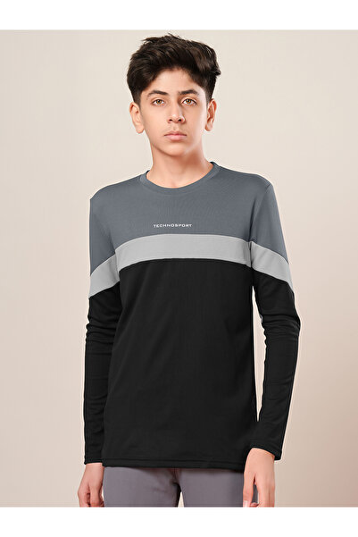 Technosport By Styli Color Block Long Sleeve T-Shirt