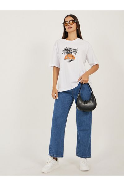 Styli Graphic Print Short Sleeve Oversized T-Shirt