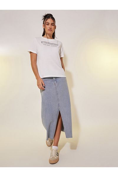 Styli Slogan Print Round Neck T-Shirt