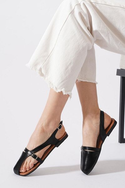 Moda Pie Sandale de damă Hayes Finger decoltate Black Snake