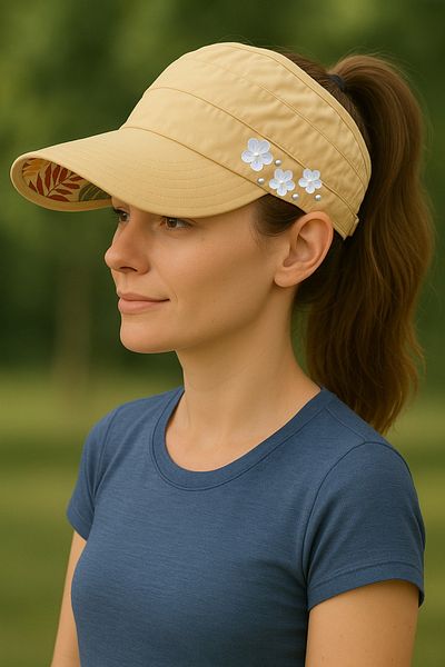 LAGRANZE Women's Wide Brim Visor Sun Hat - Adjustable Summer Brim Velcro Beach Hat