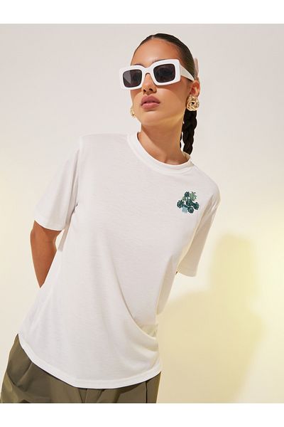 Styli Embroidered Round Neck T-Shirt
