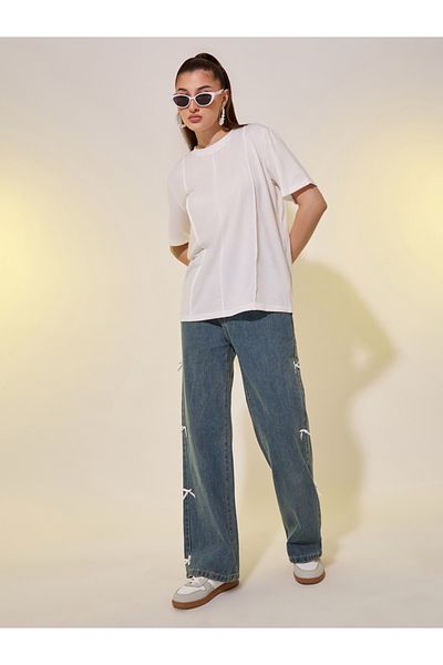 Styli Seam Detail Round Neck Regular Fit T-Shirt