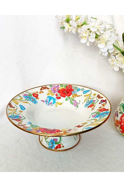 EBRULİEMAYE Child Deluxe Standing Fruit Bowl Salad Plate Bowl Presentation Bowl