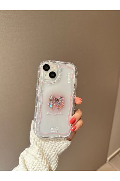 MustCase حافظة متوافقة مع هاتف آيفون 13-14، حافظة شفافة بتصميم فيونكة مضادة ل...