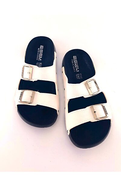 Esem Відкриті бежеві ортопедичні капці з подвійною застібкою - новий тренд