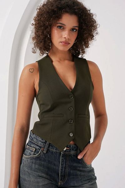 Silerra 6796 Short Woven Vest Khaki