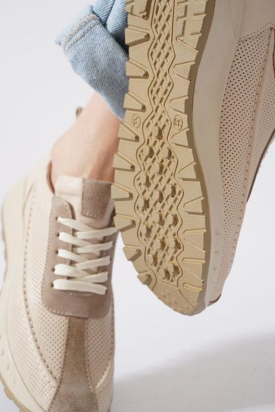Moda Pie Pantofi sport de damă Olipo Saddler Staple din piele naturală piele bej