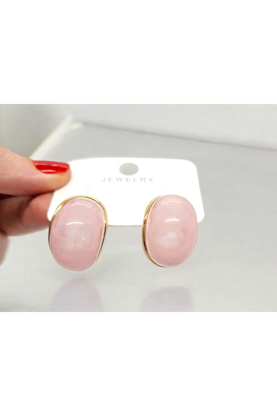 Tokkal Summer Colorful Curved Half Ring Powder Pink Earrings