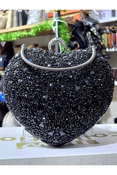 ELMASSY حقيبة فستان سهرة نسائية لليد والكتف مع تفاصيل زر خاتم حجر كريستال كبير