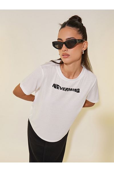 Styli Slogan Print Round Neck T-Shirt