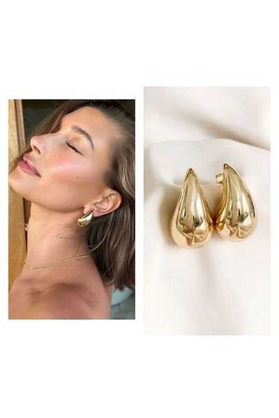 HISCOSMETIC Women's Gold-Gold Color Tear Drop Viral Earrings