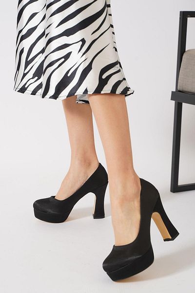Moda Pie Folist Gova Platform Evening Dress Women's Shoes Black Satin