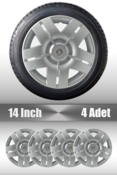 FRWY Renault Clio Symbol Megane 14" inç Uyumlu 4 Adet 1 Takım Gri Jant Kapağı