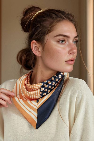 bacc Orange Patchwork Patterned Bandana Scarf Bcnsv-2513483