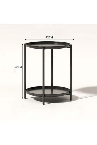 FOXMAG24 Coffee table, made of metal, with 2 levels, dimensions 42 x 52 cm, removable tray, black