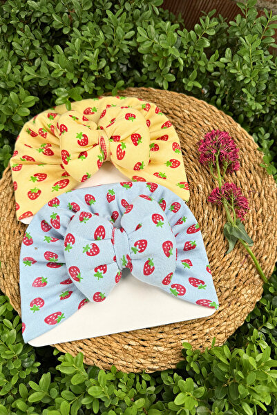 MASENKIDS BEBEK BONE & BANDANA ÇİFT KAT FİYONKLU KARIŞIK DESENLİ 2'Lİ SET