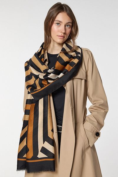 bacc Black Stripe Patterned Shawl Bcnsv-2515058