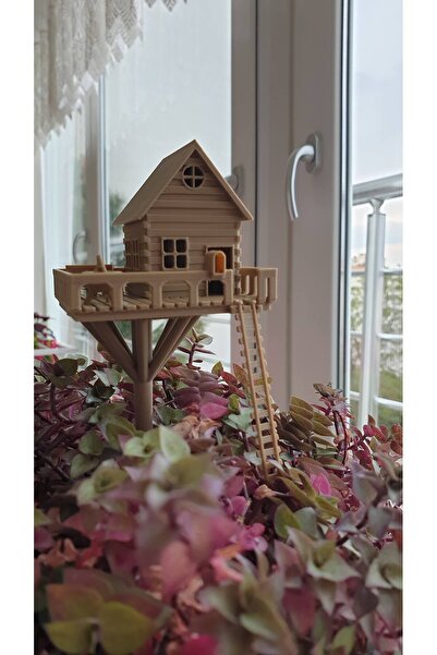Kidkodbot 3D Baskı Ahşap Kulübe Saksı Süsü