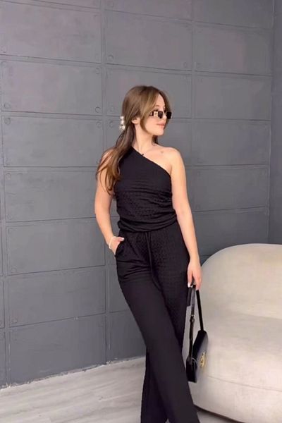 MOZENA Single Shoulder Trousers Tie-Up 2-Piece Seersucker Suit