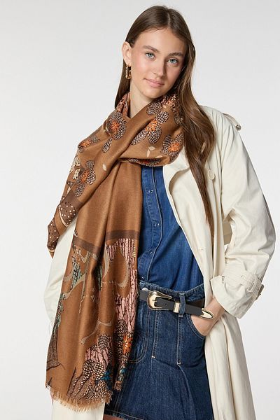bacc Brown Floral Patterned Shawl Bcnsv-2515077