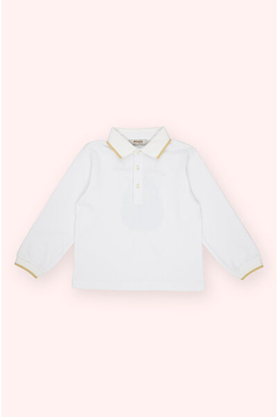 Panço Erkek Bebek Uzun Kollu Beyaz Polo Yaka Tişört