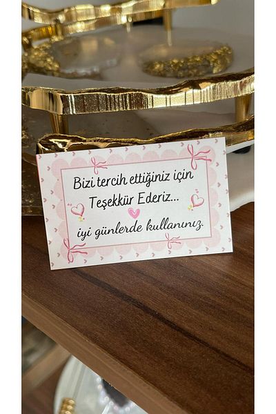 ARLetikettasarım Pink Heart E-Commerce Thank You Card 5X8 cm 100 Pieces - Arletikettasarım